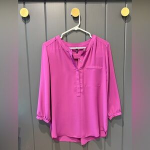 NYDJ Pleat Back Crepe Top Blouse, Pink Purple New Violetta, Flowy, Size Medium M